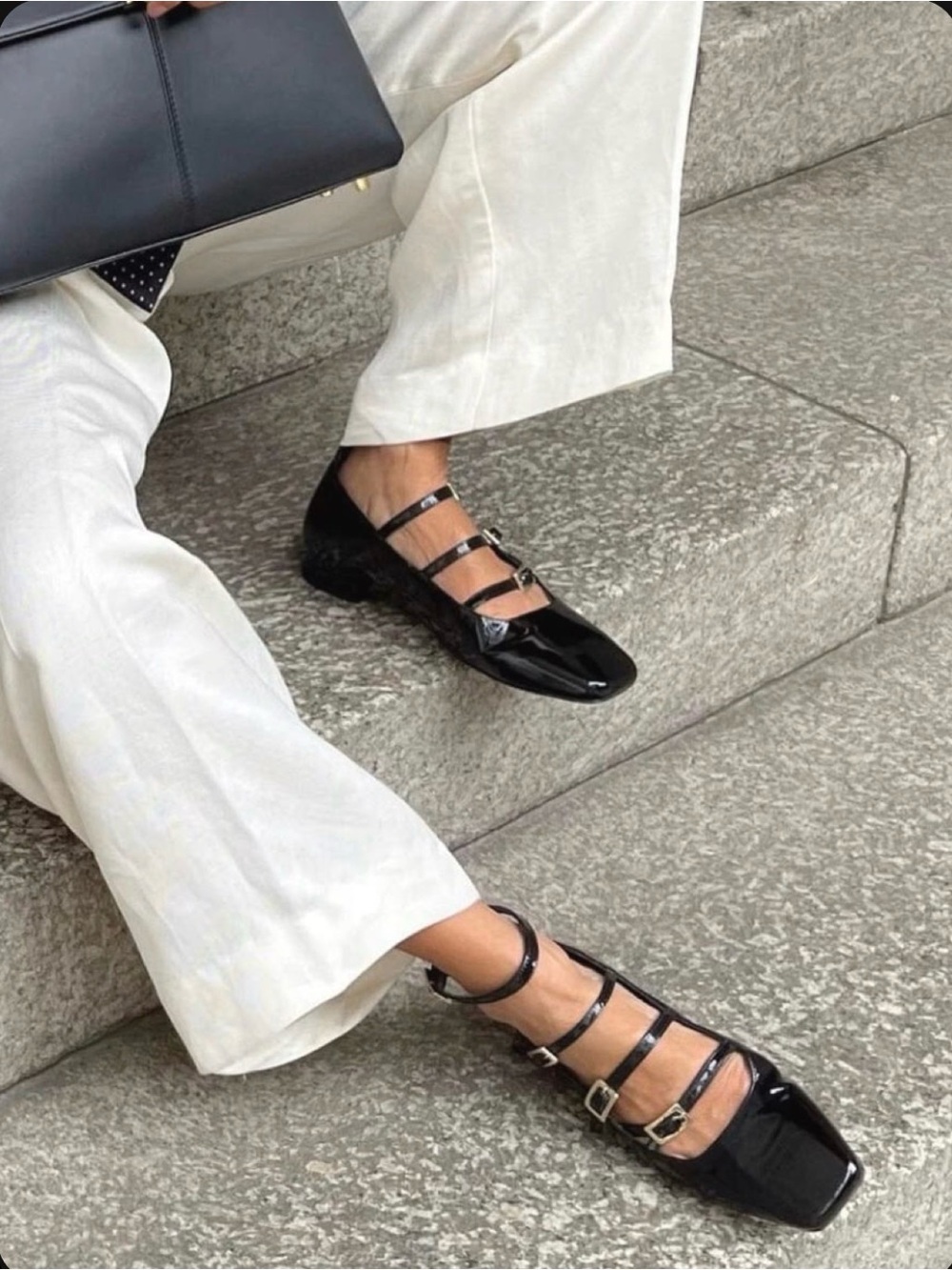 Alohas Matte Black Luke Buckle Ballet Flats